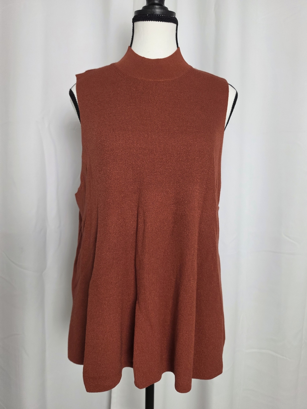 LOFT Sleeveless Mock Neck Swing Top - Rust